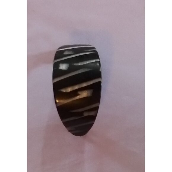 Vintage Black & White Striped Hair Clip Barrette - Picture 1 of 3